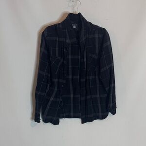 Caliville Men's Classic Black/Grey/Blue Flannel  Long Sleeve T-Shirt